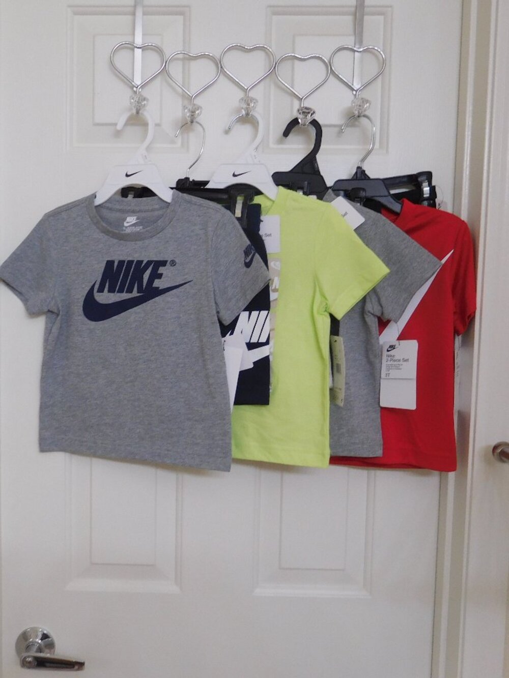 NWT  4 Nike Outfits 2pc Shirt & Shorts Sets Gray Lime Beige Red Bundle sz 3t